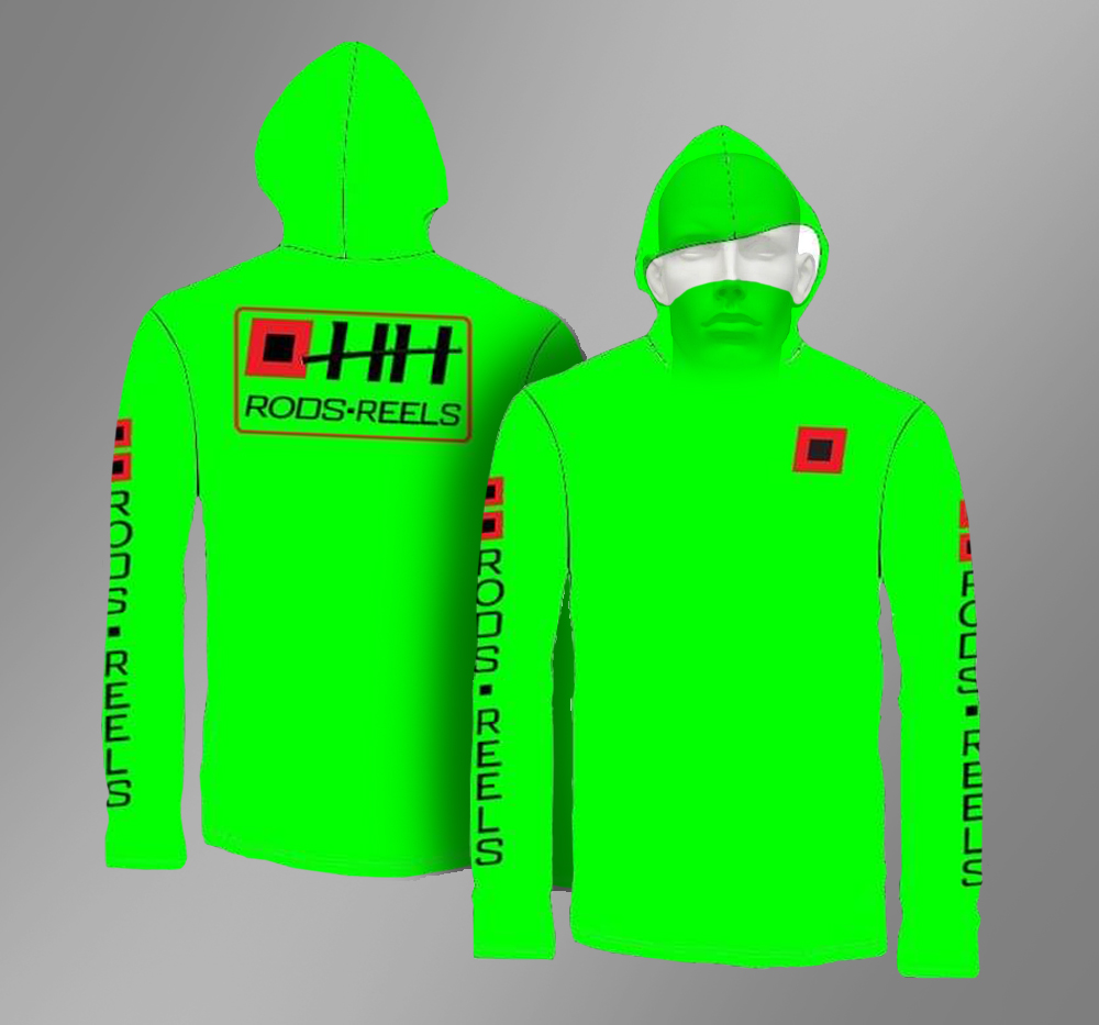 HH Rods Lime Green Hoodie Sweat Shirt With Built-in Face Gator