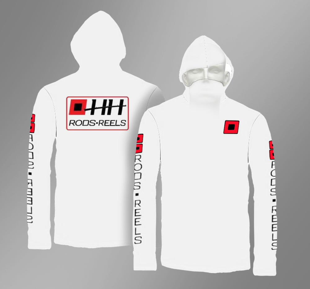 HH Rods White Hoodie Sweat Shirt With Built-in Face Gator – HH